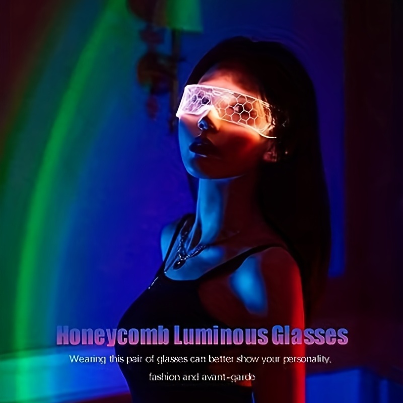 LED Luminous Cyberpunk Futuristic Glow Cosplay Glasses, - Image 8