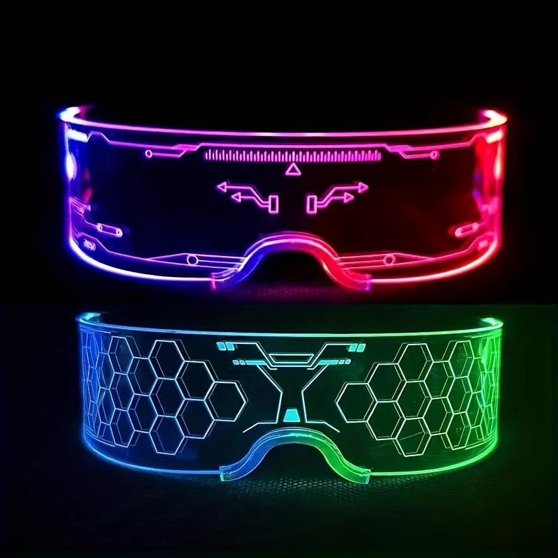 LED Luminous Cyberpunk Futuristic Glow Cosplay Glasses, - Image 3