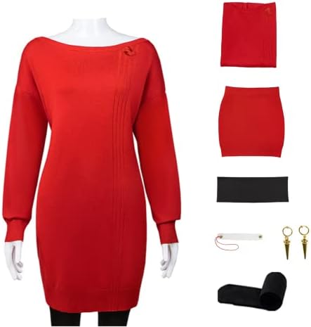 Anime Red Sweater Uniform Halloween Outfits Full Set