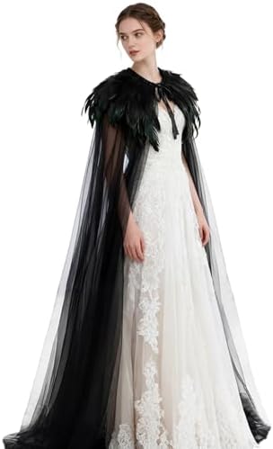 Feather Cloak Witch Black Tulle Cape