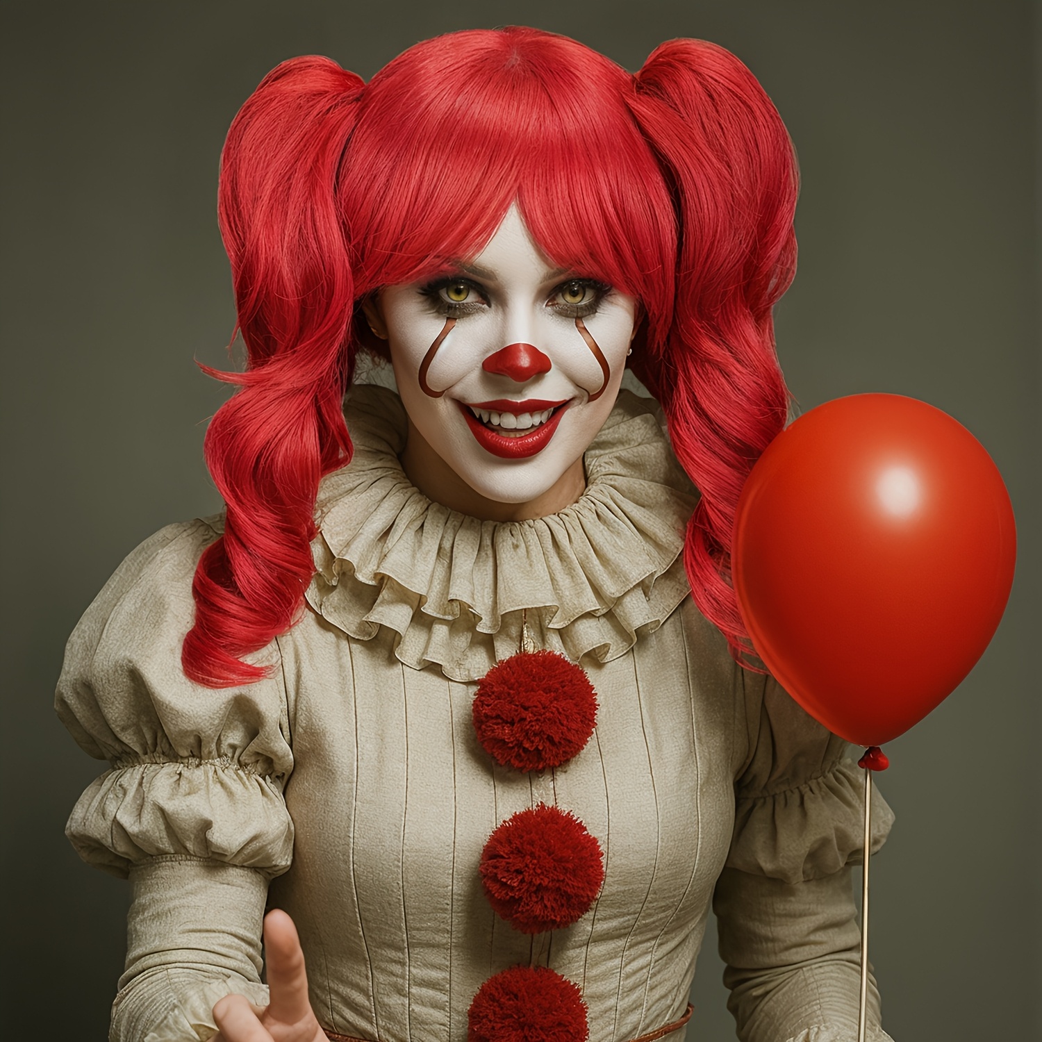 Scary Clown Red Curly Wig Cosplay