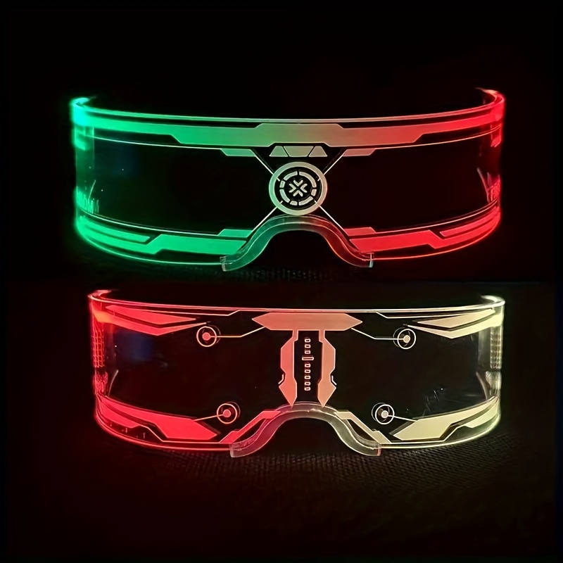 LED Luminous Cyberpunk Futuristic Glow Cosplay Glasses, - Image 5
