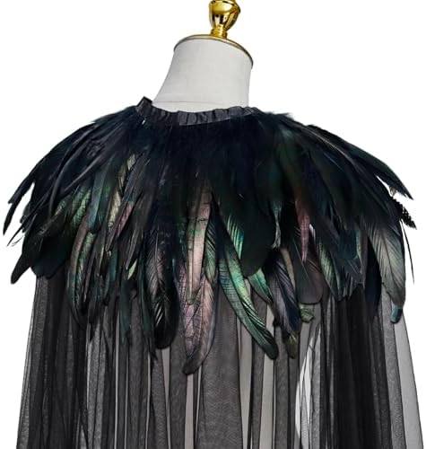 Feather Cloak Witch Black Tulle Cape - Image 7
