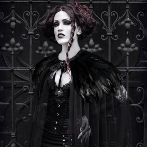 Feather Cloak Witch Black Tulle Cape - Image 5