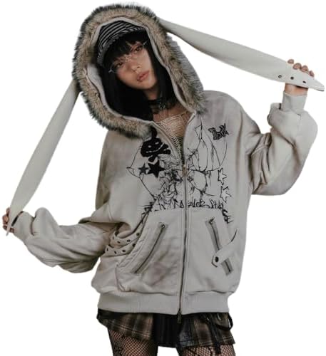 Kawaii Bunny Ear Striped Long Sleeve Hoodies