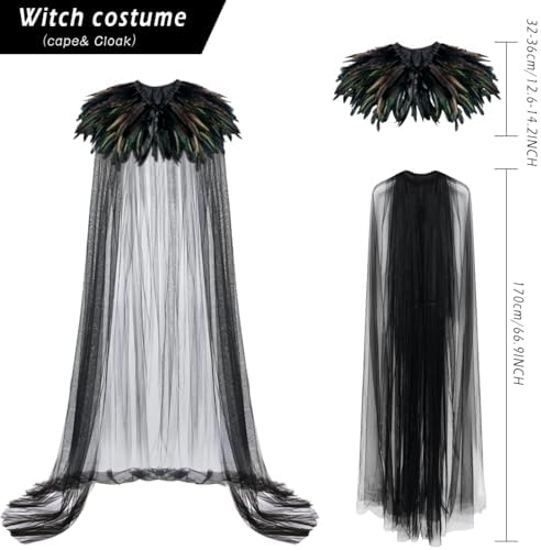 Feather Cloak Witch Black Tulle Cape - Image 6