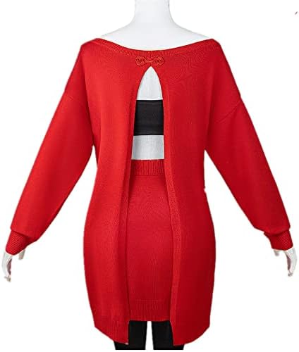 Anime Red Sweater Uniform Halloween Outfits Full Set - Image 4