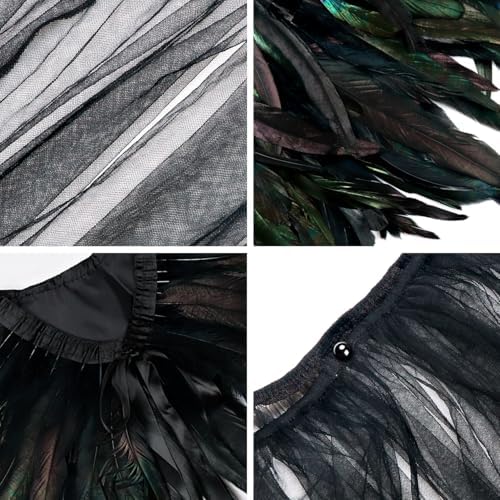 Feather Cloak Witch Black Tulle Cape - Image 9