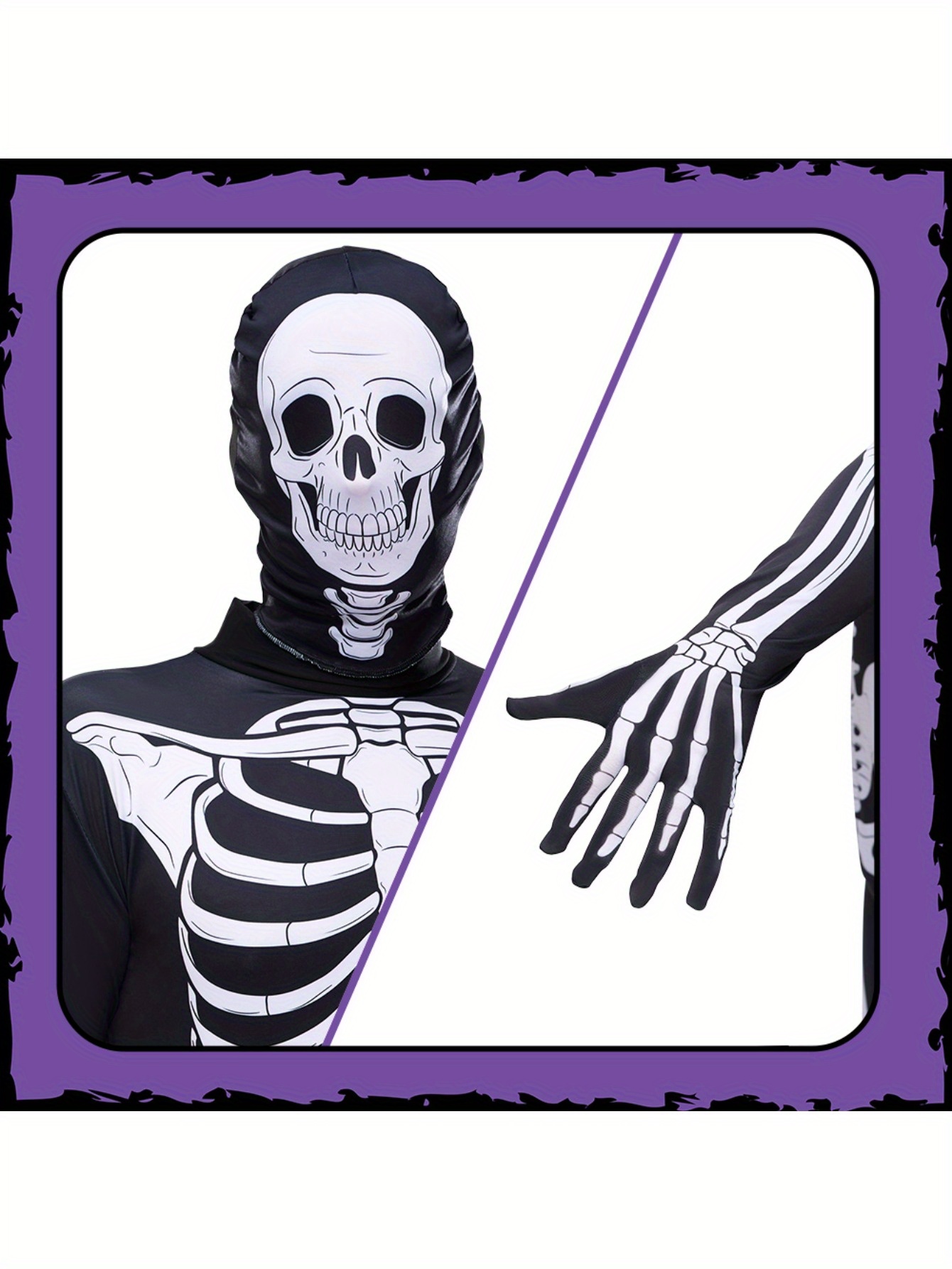 Halloween Skeleton Full Body Suit with Realistic Bone Structure - Image 4