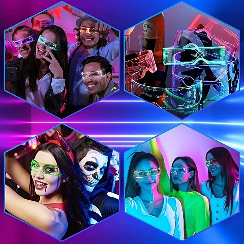 LED Luminous Cyberpunk Futuristic Glow Cosplay Glasses, - Image 10