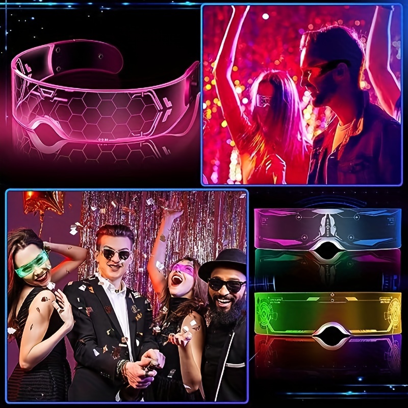 LED Luminous Cyberpunk Futuristic Glow Cosplay Glasses, - Image 7