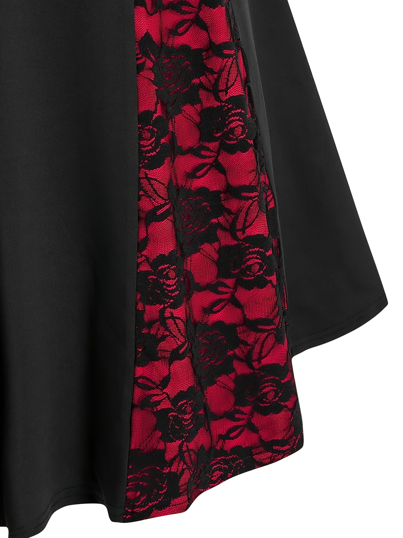 Gothic-Inspired Outfit Set: Rose Lace Contrast Dress - Image 6