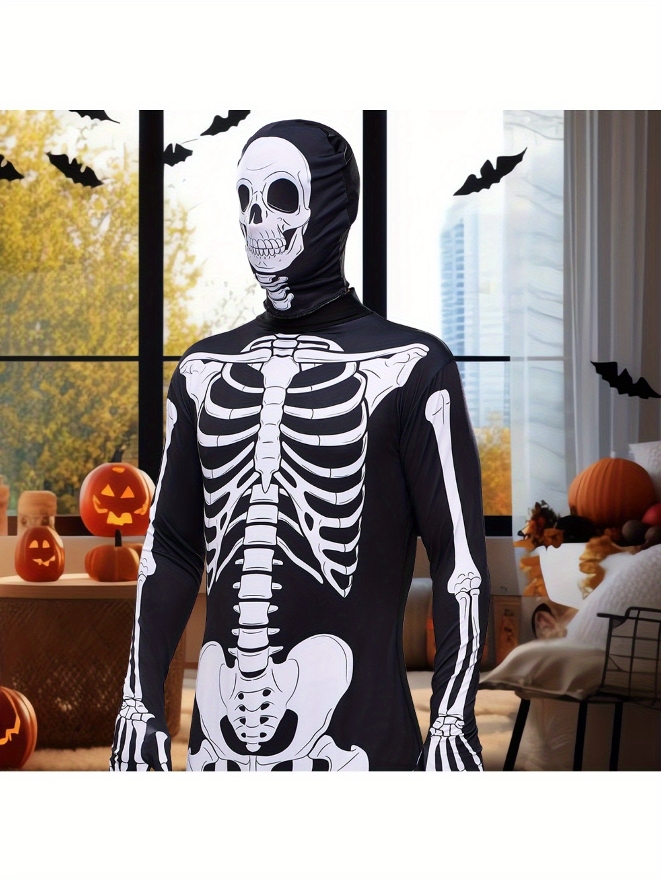 Halloween Skeleton Full Body Suit with Realistic Bone Structure - Image 5