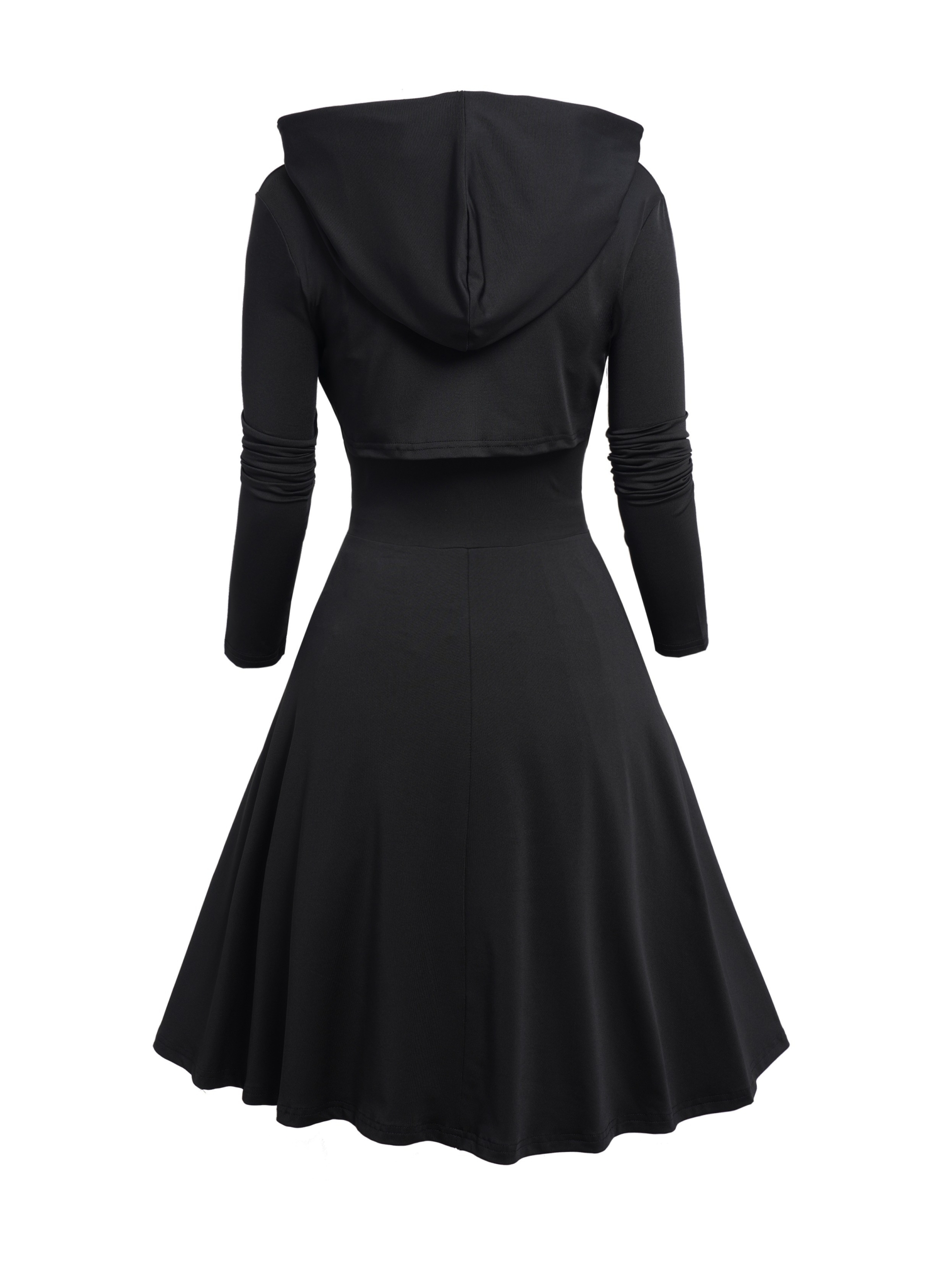 Gothic-Inspired Outfit Set: Rose Lace Contrast Dress - Image 3