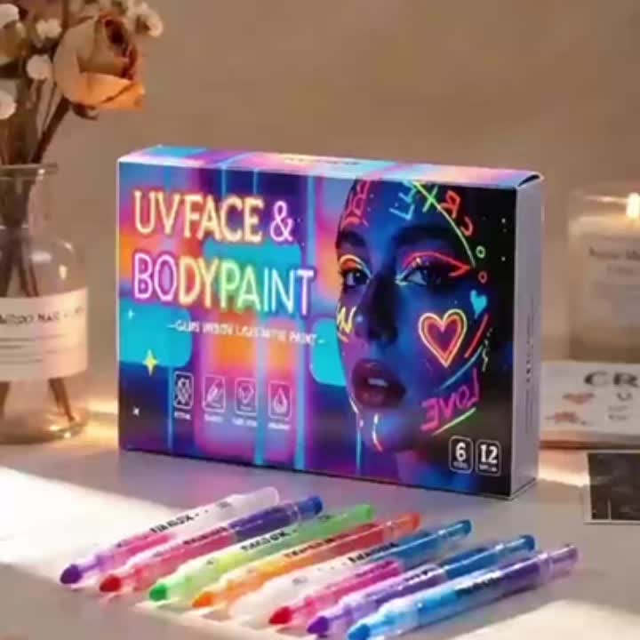 18-Color Face And Body Paint Markers And Reusable Stencil Set - Image 12